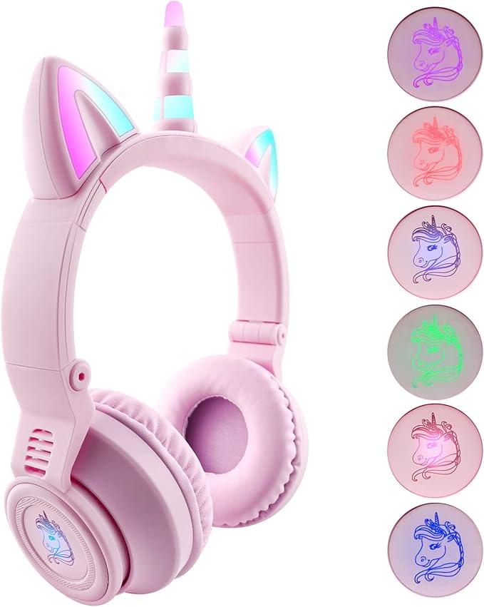 hisonic Kopfhörer Kinder Bluetooth, Over-Ear Einhorn Bluetooth ...